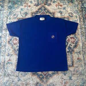 Vintage Perspective Logo Blue Pocket T-shirt Large
